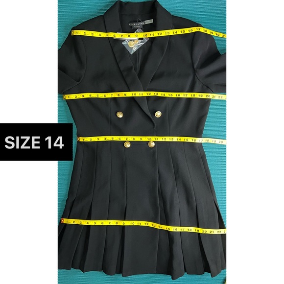 Alice + Olivia Kyrie Black Tuxedo Pleated Skirt Mini Dress - Picture 14 of 16